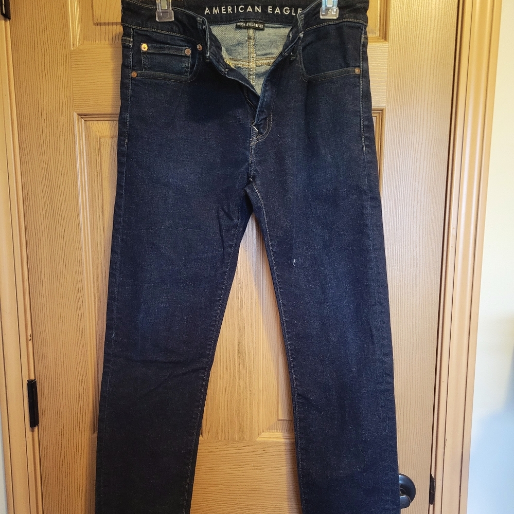 Worn once, American Eagle men's dark wash jeans, size 32x36